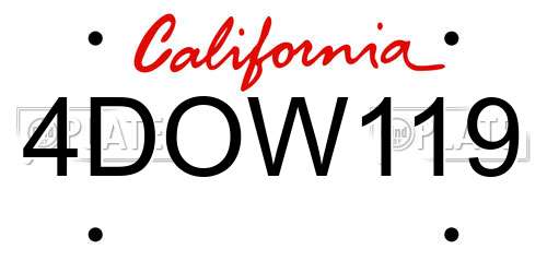 4DOW119 California License Plate