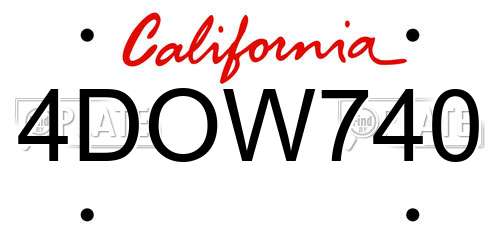 4DOW740 California License Plate