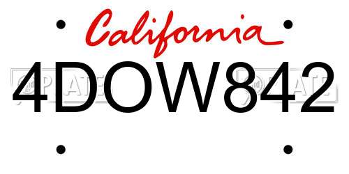 4DOW842 California License Plate