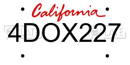 4DOX227 California License Plate