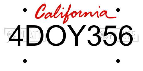 4DOY356 California License Plate
