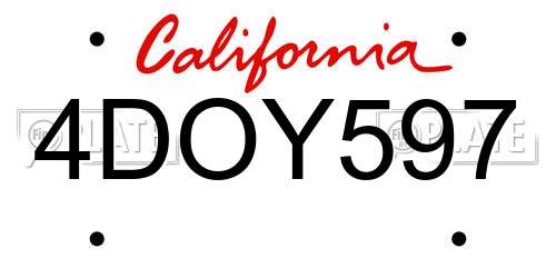4DOY597 California License Plate
