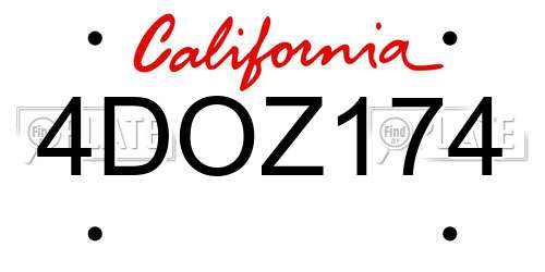 4DOZ174 California License Plate
