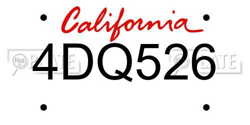 4DQ526 California License Plate