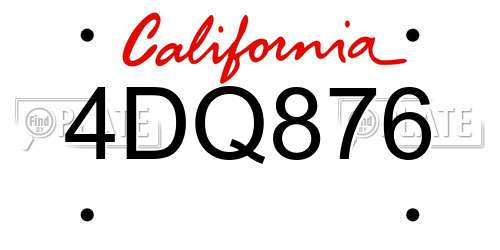 4DQ876 California License Plate