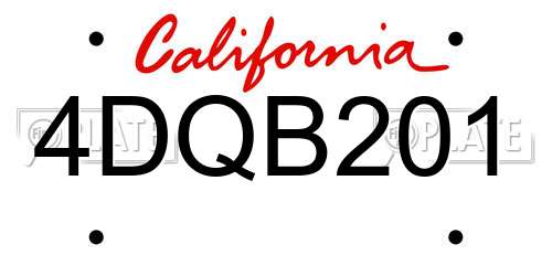4DQB201 California License Plate
