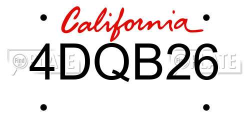 4DQB26 California License Plate