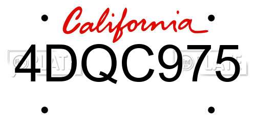 4DQC975 California License Plate