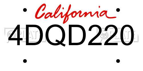 4DQD220 California License Plate