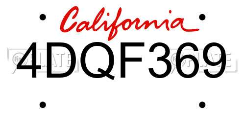 4DQF369 California License Plate
