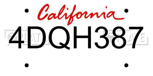 4DQH387 California License Plate