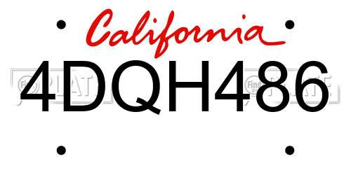 4DQH486 California License Plate