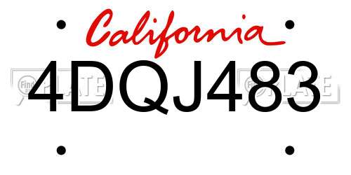 4DQJ483 California License Plate