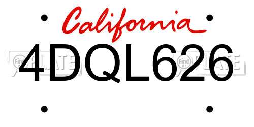 4DQL626 California License Plate
