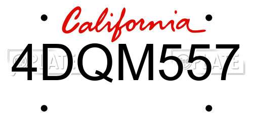 4DQM557 California License Plate