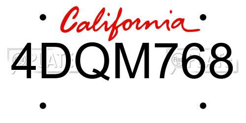 4DQM768 California License Plate