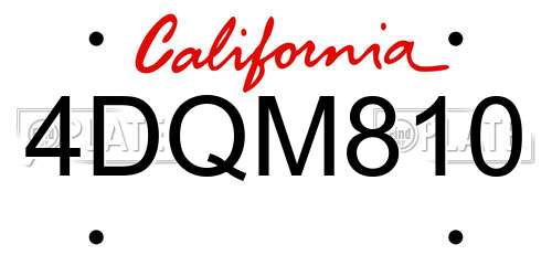 4DQM810 California License Plate