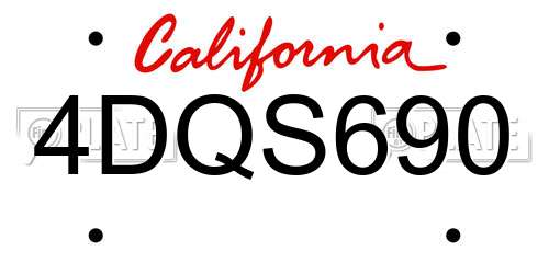4DQS690 California License Plate