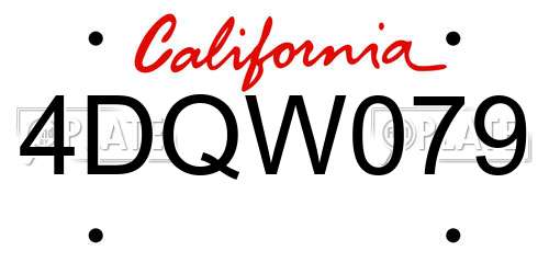 4DQW079 California License Plate