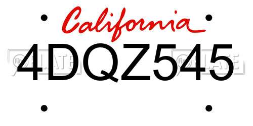4DQZ545 California License Plate
