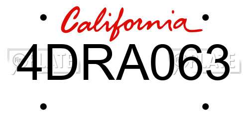 4DRA063 California License Plate