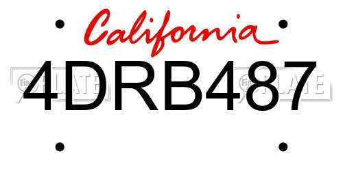 4DRB487 California License Plate