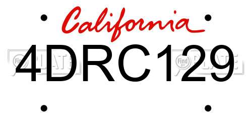 4DRC129 California License Plate