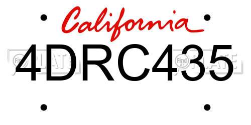 4DRC435 California License Plate