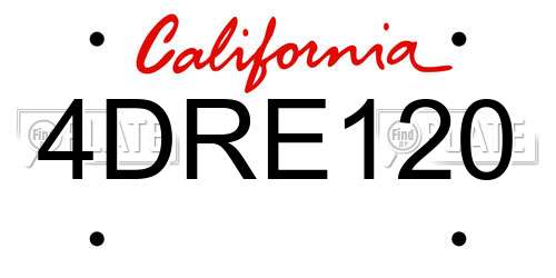4DRE120 California License Plate
