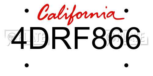 4DRF866 California License Plate