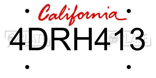 4DRH413 California License Plate