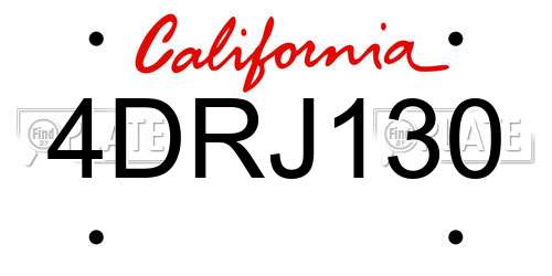 4DRJ130 California License Plate
