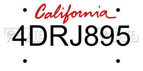 4DRJ895 California License Plate