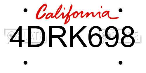 4DRK698 California License Plate