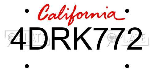 4DRK772 California License Plate