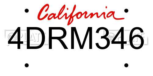 4DRM346 California License Plate