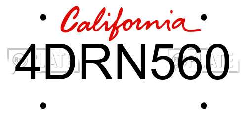 4DRN560 California License Plate