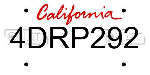 4DRP292 California License Plate