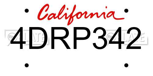 4DRP342 California License Plate