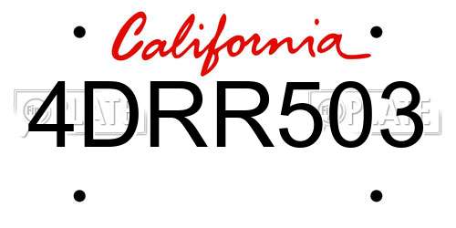 4DRR503 California License Plate