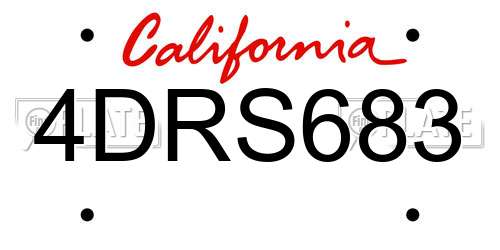 4DRS683 California License Plate