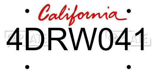 4DRW041 California License Plate