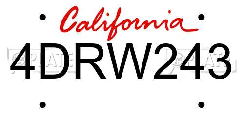 4DRW243 California License Plate
