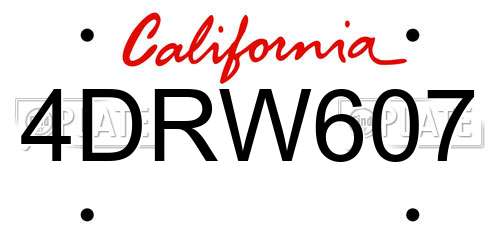 4DRW607 California License Plate