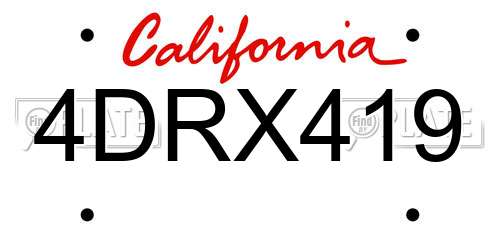 4DRX419 California License Plate
