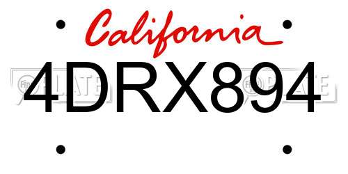 4DRX894 California License Plate