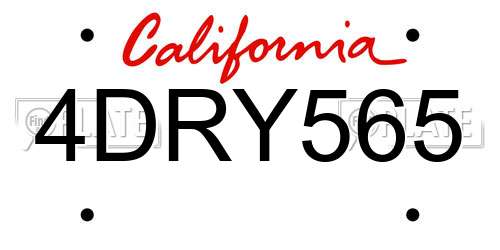 4DRY565 California License Plate