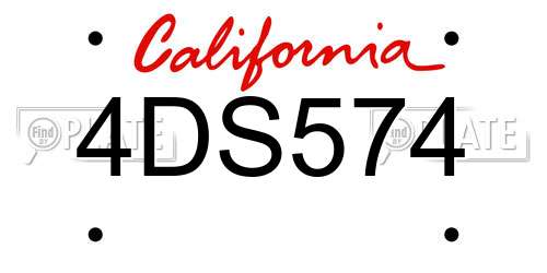 4DS574 California License Plate