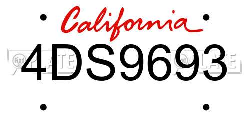 4DS9693 California License Plate