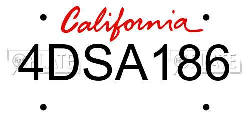 4DSA186 California License Plate